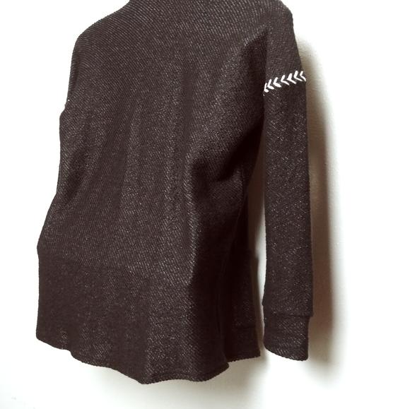 Lucky Brand Wrap Cardigan Open Front 2 Front pocket Size M/M Black - Picture 6 of 12